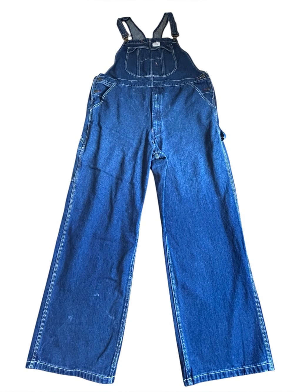 HISEA Denim Overalls Mens 42x32 Blue Workwear Carpenter Utility Bib